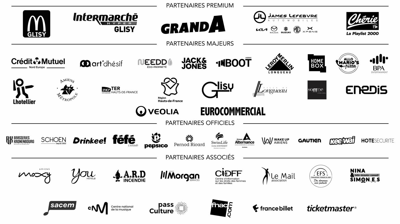 Les partenaires de l’édition 2026 du Yellow Festival : partenaires premium, majeurs, officiels et associés.